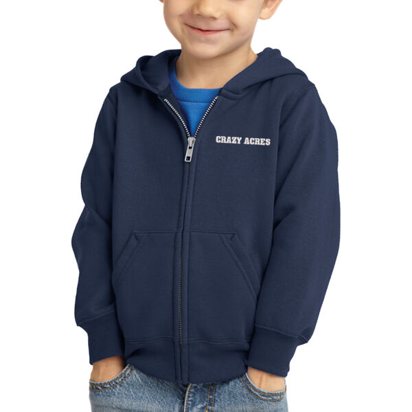 Port & Company® Toddler Core Fleece Full-Zip Hooded Sweatshirt - Embroidered Logo Thumbnail