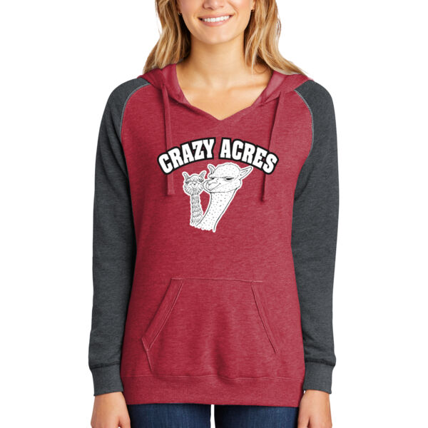 District Women's Lightweight Fleece Raglan Hoodie  - Printed Logo Thumbnail